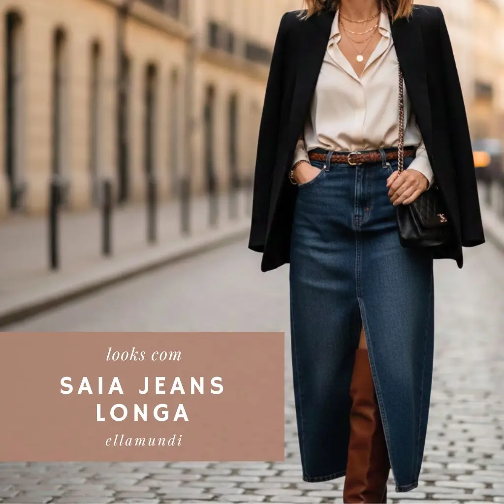Looks com Saia Jeans Longa