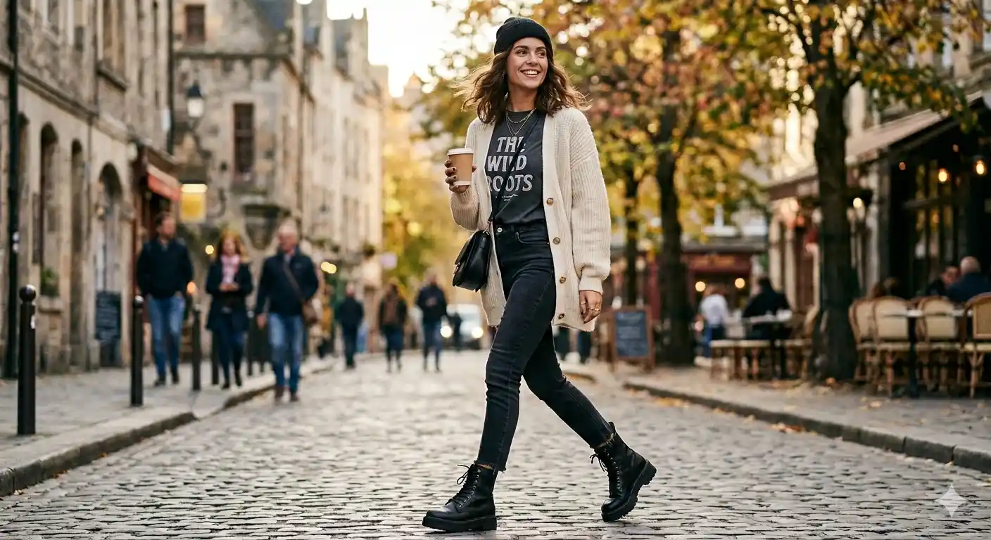 Look com coturno feminino