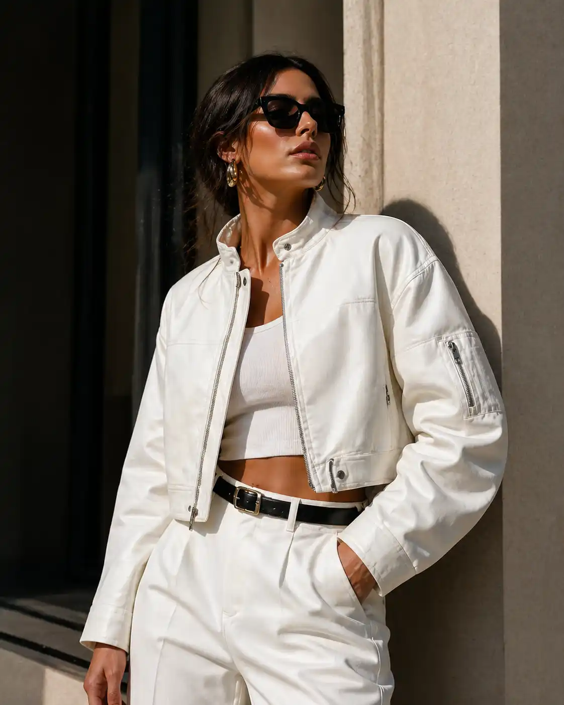 Look com Jaqueta Branca