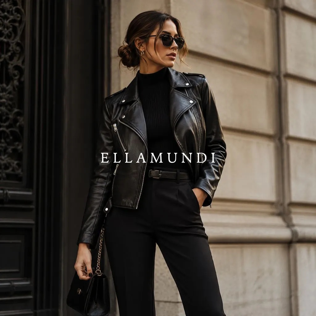 Look com jaqueta de couro preta